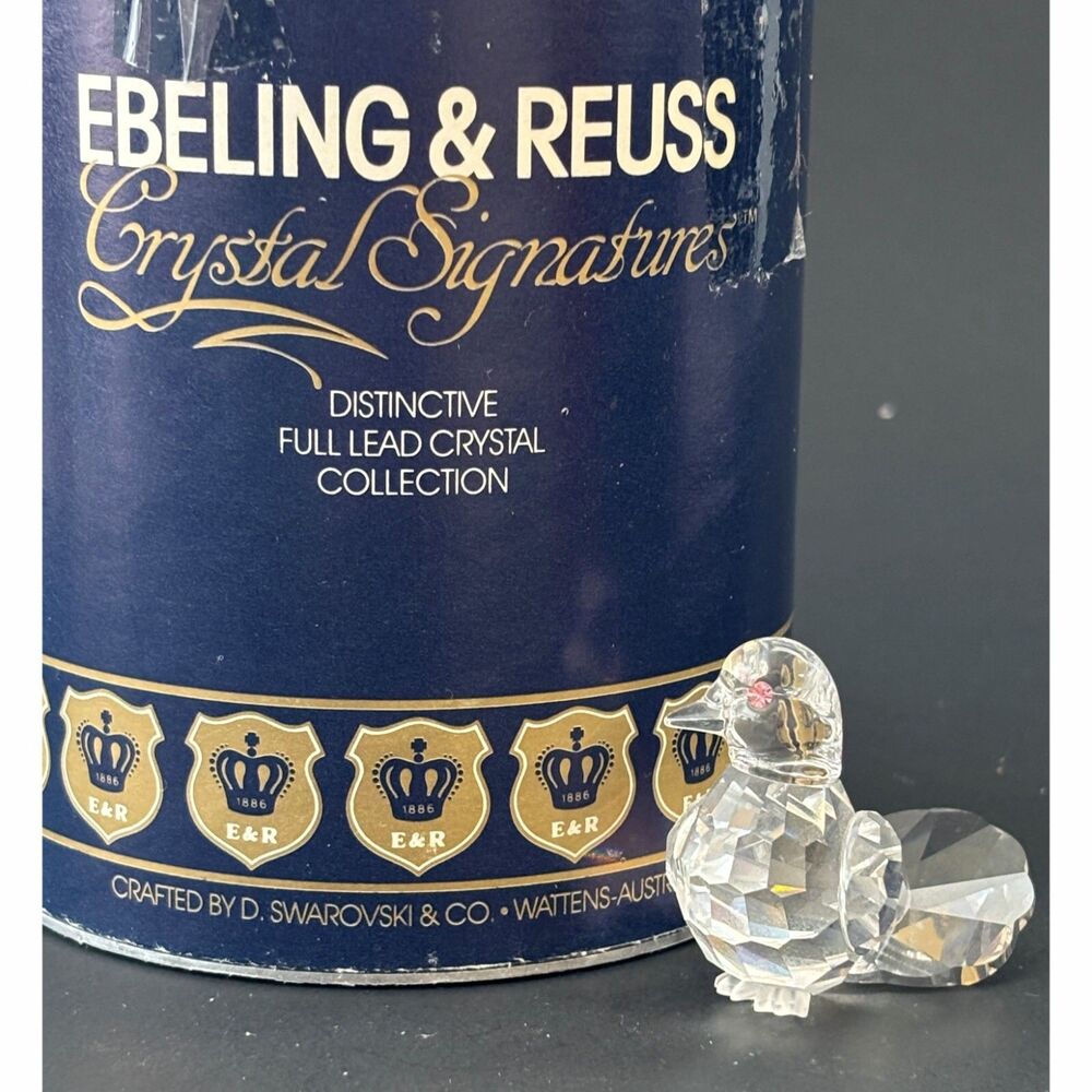 Swarovski Crystal Fantail Dove Figurine Pink Eye Collectable Retired Vintage Box